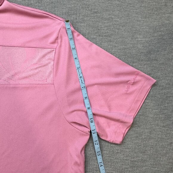 Nicklaus Mens Pink Hibiscus Pattern Golf Polo Shirt Short Sleeve Collared 2XL - Picture 9 of 10